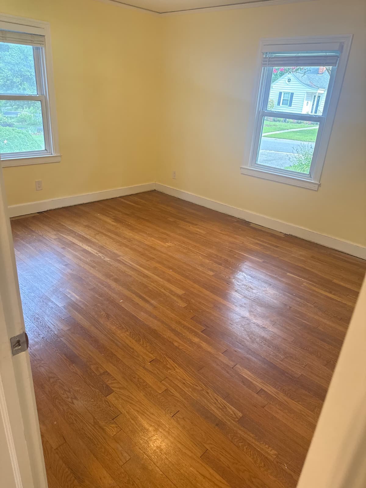 Refinished hardwood floor, finished room